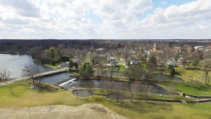 Aerial drone photo of Victory Park Waterfall by Gannon Cottone – March 18, 2016