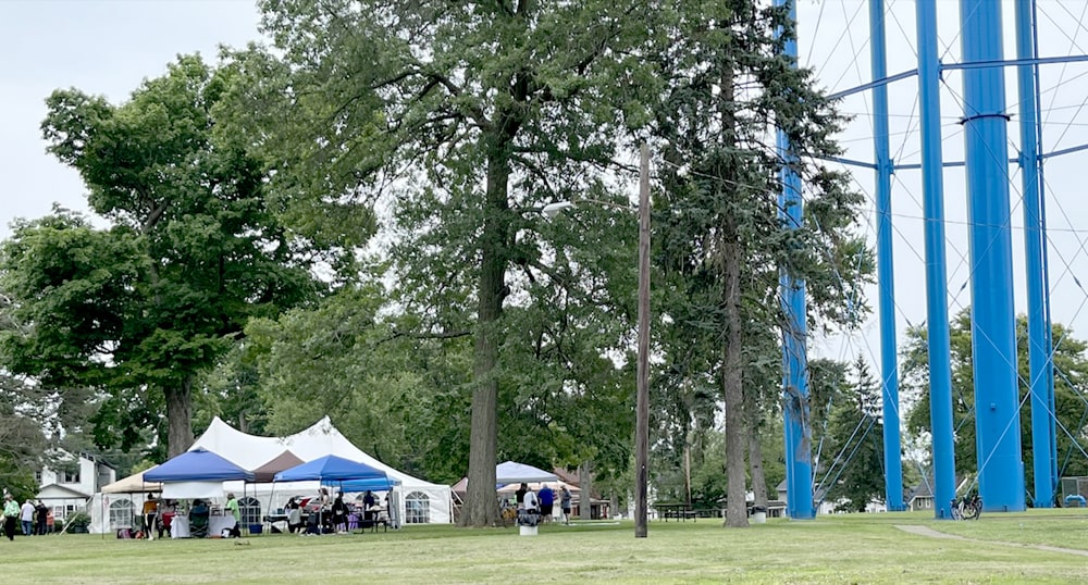 Art Under the Tower, June 2024, Albion, Michigan - photo with tents