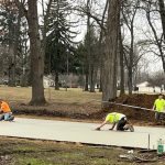 A new concrete pad takes shape in Victory Park