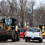 City crews work along Fitch Street