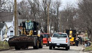 City crews work along Fitch Street