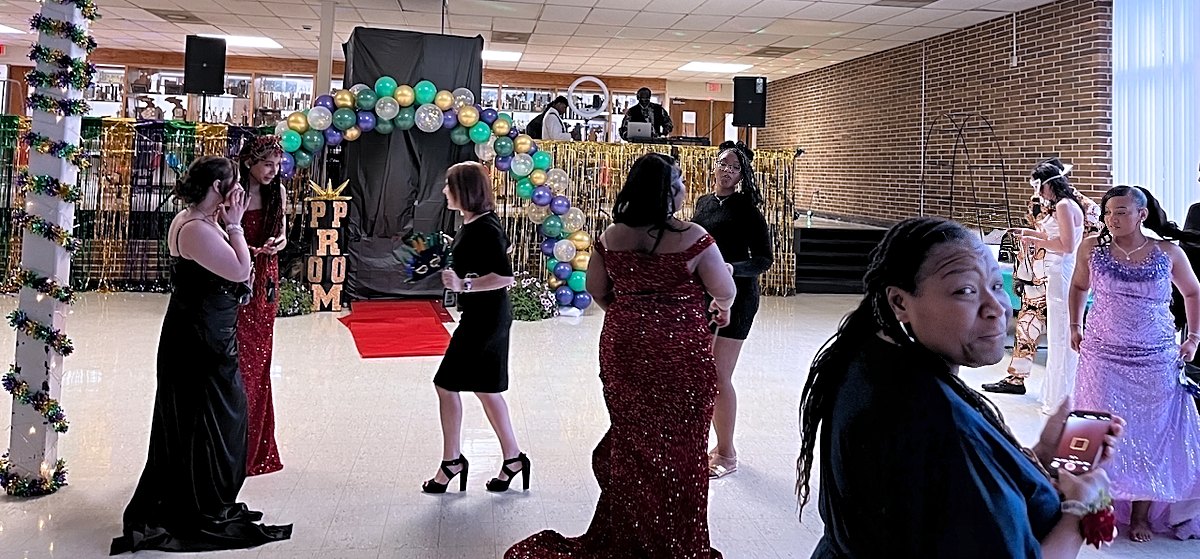 Students gather on the dance floor