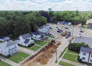 An aerial view of Eaton Street