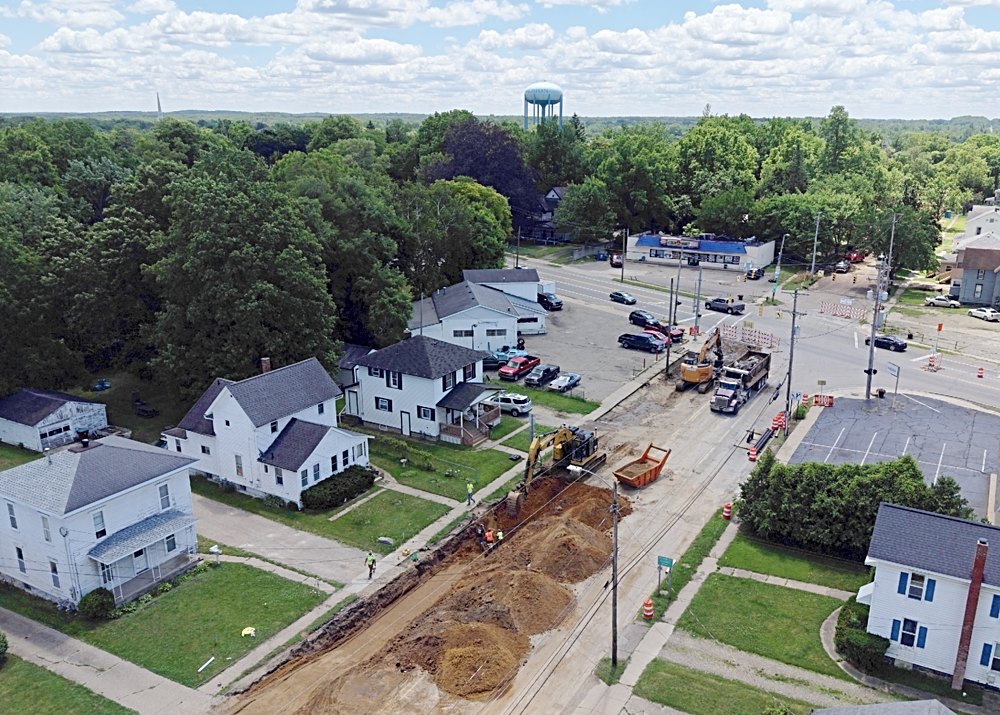An aerial view of Eaton Street