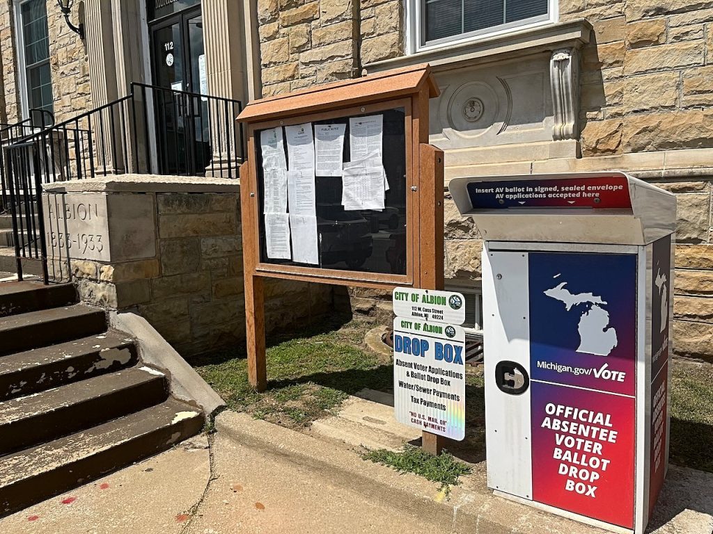 Secure drop box outside Albion City Hall