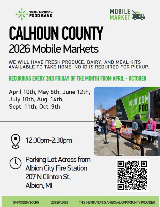 South Michigan Food Bank 2026 Albion Mobile Market schedule and food distribution information